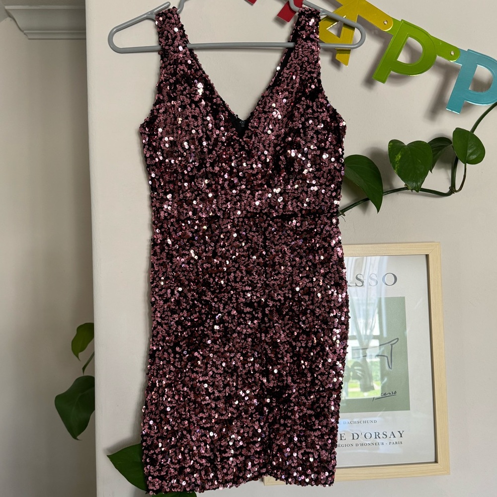 vintage midnight doll pink sequined dress